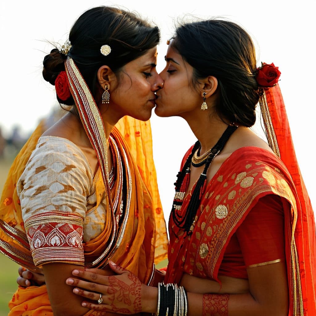 AI generated: indian women kissing each other