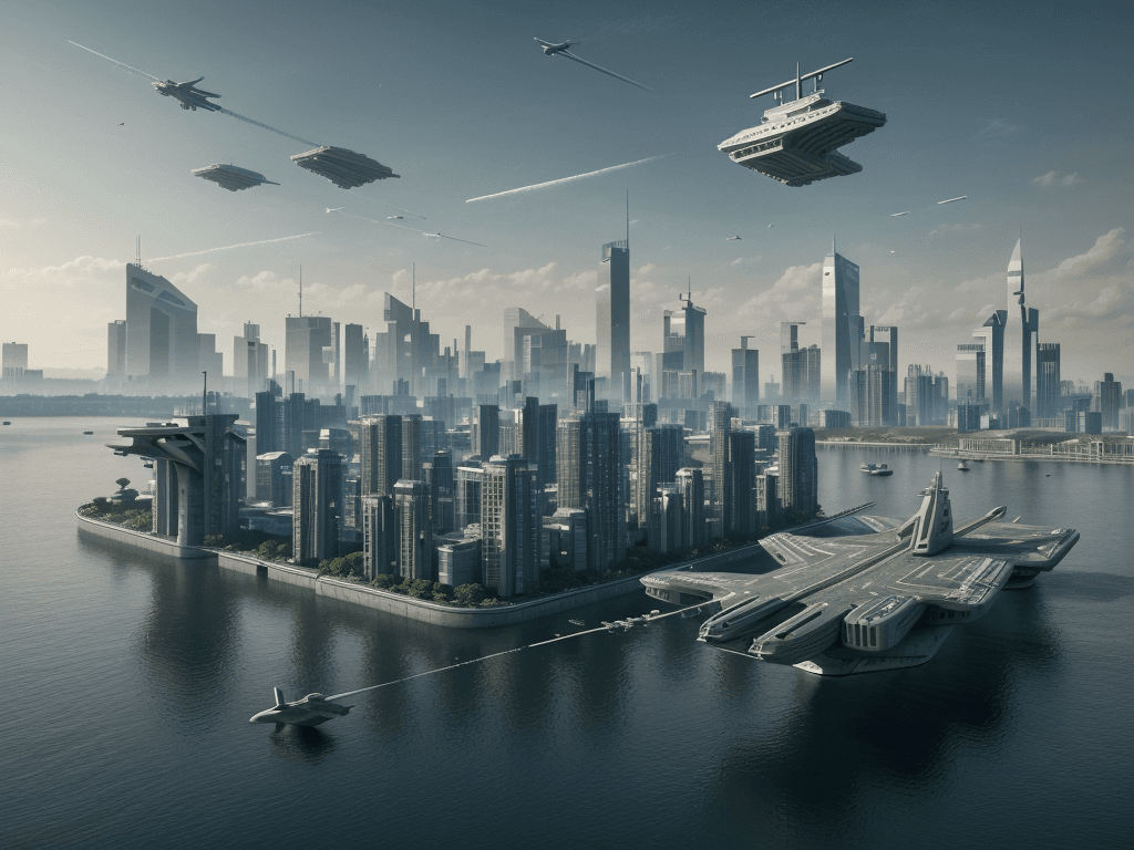 AI generated: best quality, masterpiece, RAW photo, ultrarealistic 8k, impressive modern city floating in the sky,...