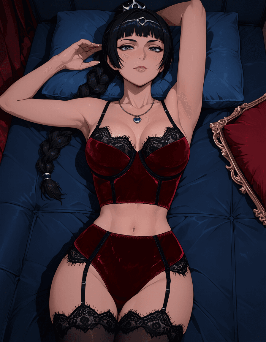 Velvet Bustier & Panties Lace Trim Set - Image 4
