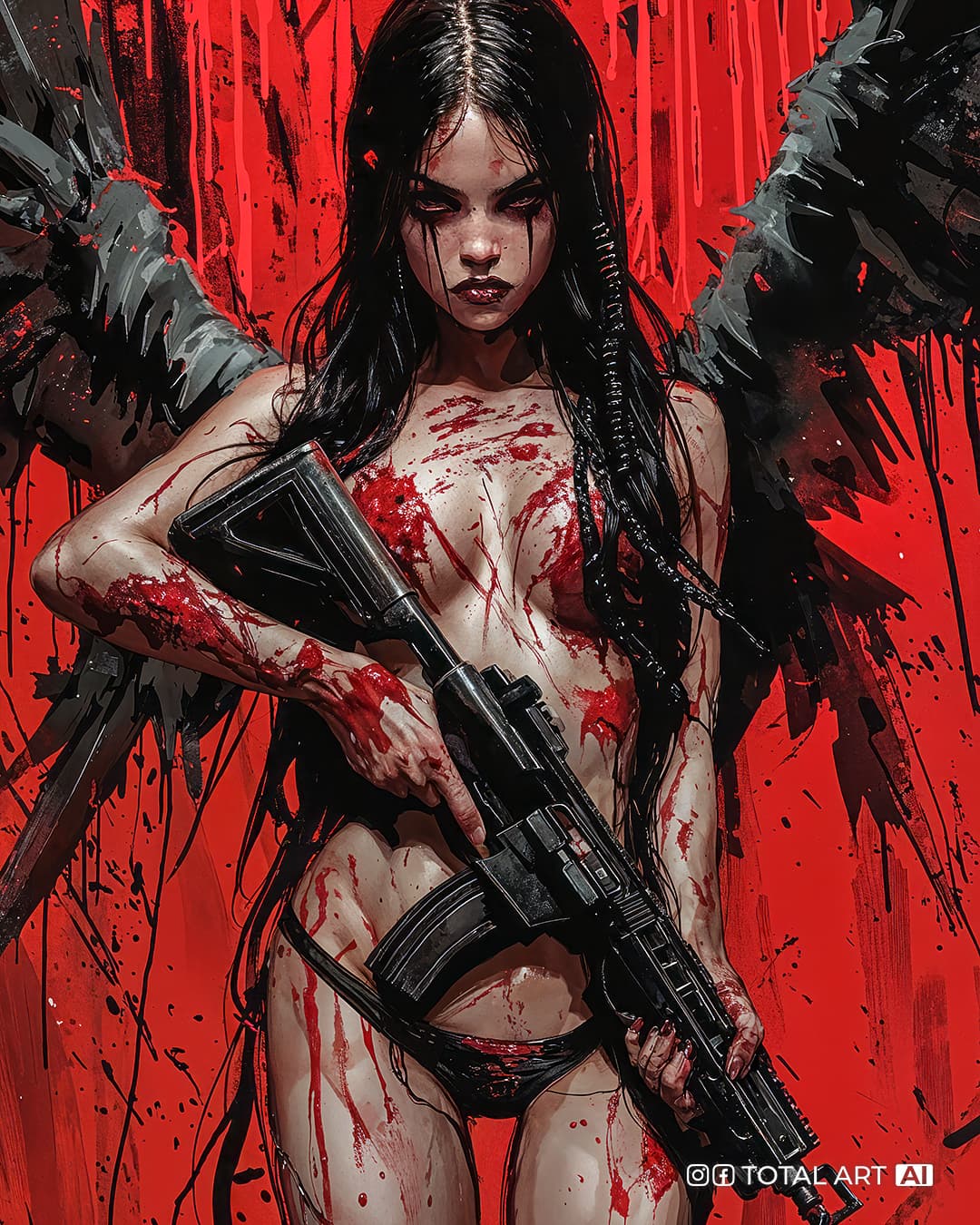 AI generated: Comic book cover illustration, full body view, black ink lines, young beautiful European female vamp...