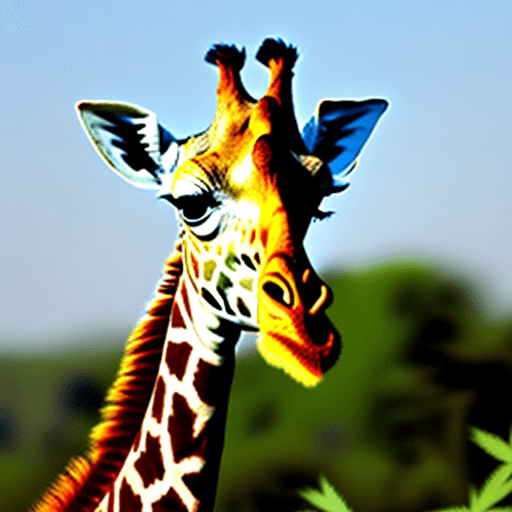 AI generated: photo of a giraffe created get high after weed