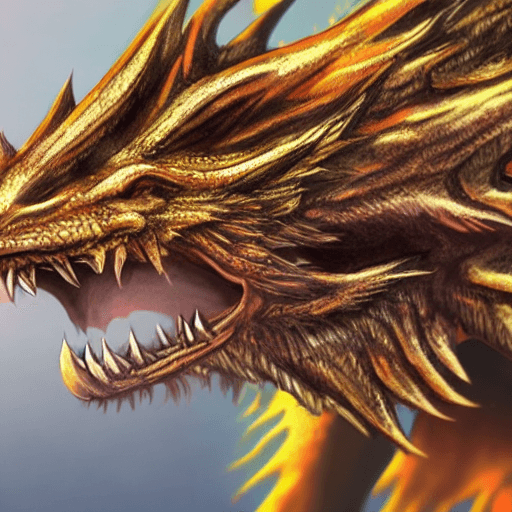 AI generated: Dragon roaring and standing on top of a mountain close-up portrait, lightning traveling through its ...