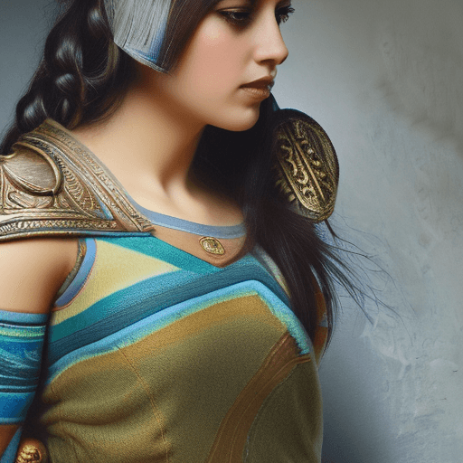 AI generated: ultra relalistic, slyvanas, world of warcraft, knieend, wall, tattoos, kaputzenpollover, 8k, HDR, Em...