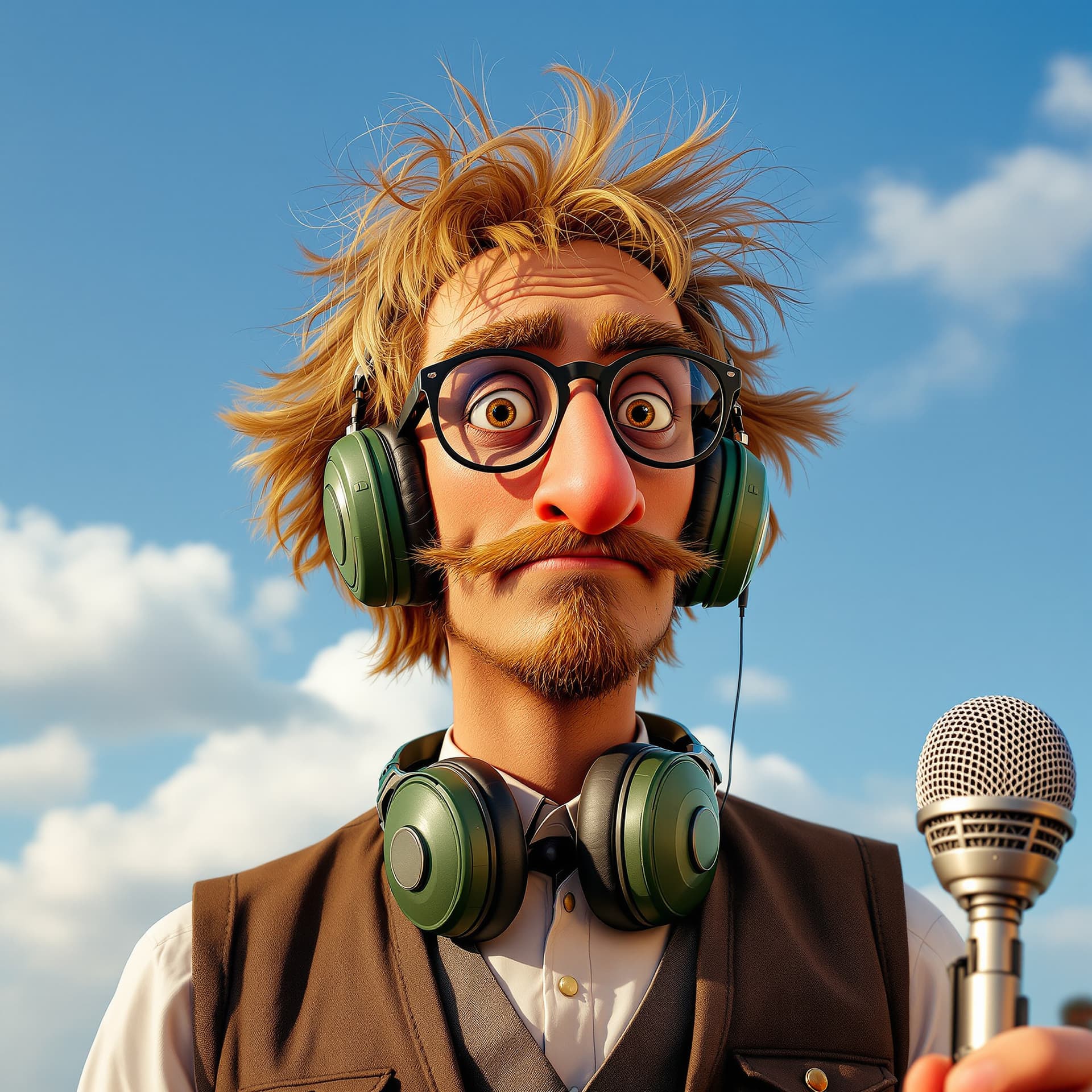 AI generated: a photography of A tall, slender male photographer in his 30s with a long, distinctive nose and expr...