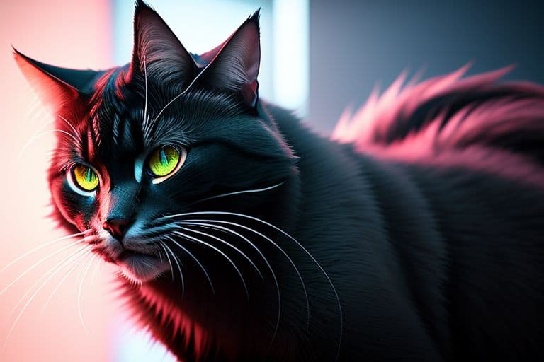 AI generated: pussycat with yellow eyes, up close 8K, UHD