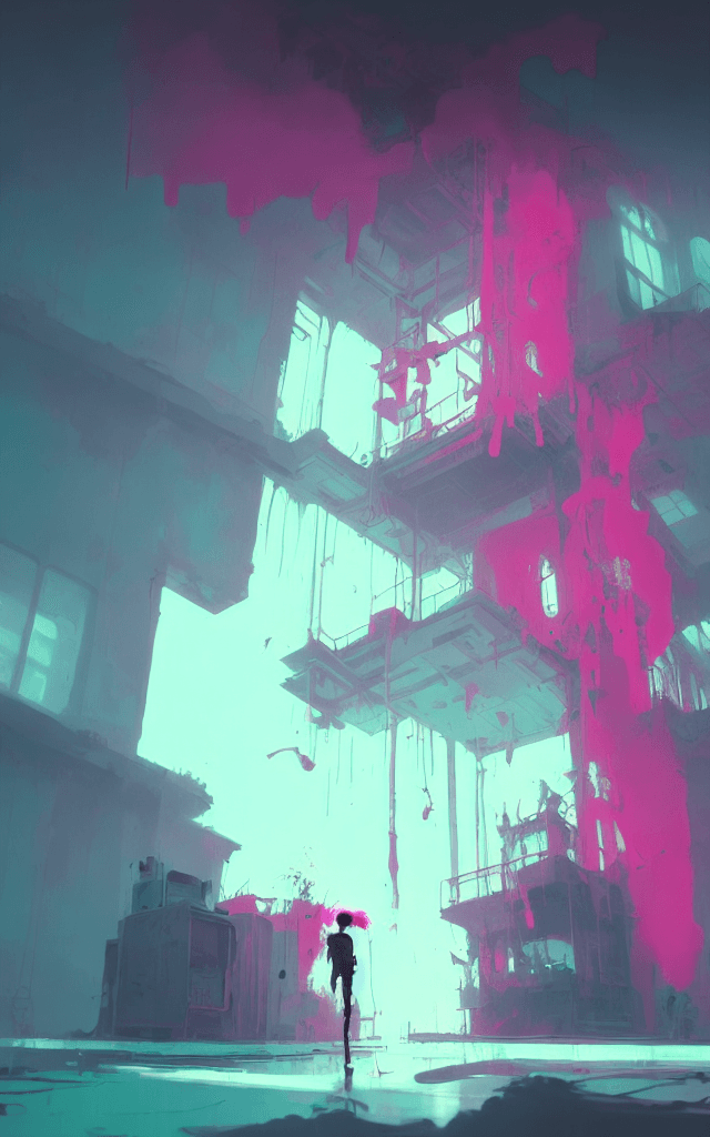 AI generated: PC Gaming tower, punk, big eyes, mint pastell hair color, dramatic, 8K, Cinematic Lighting, pink fog...