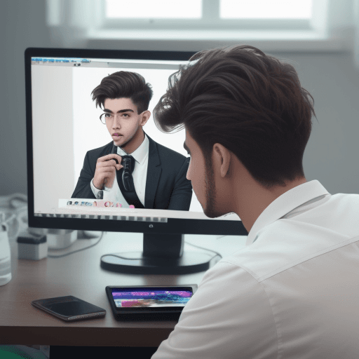 AI generated: un chico editando un video para tiktok de forma profesional
