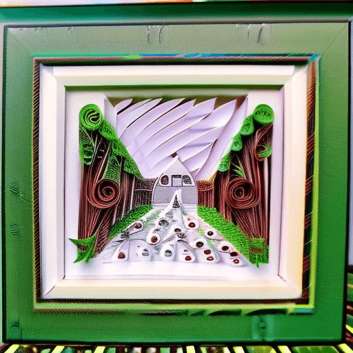 AI generated: Paper quilling, paper cut art, paper illustration, village path, long road, a hedgehog walking in th...