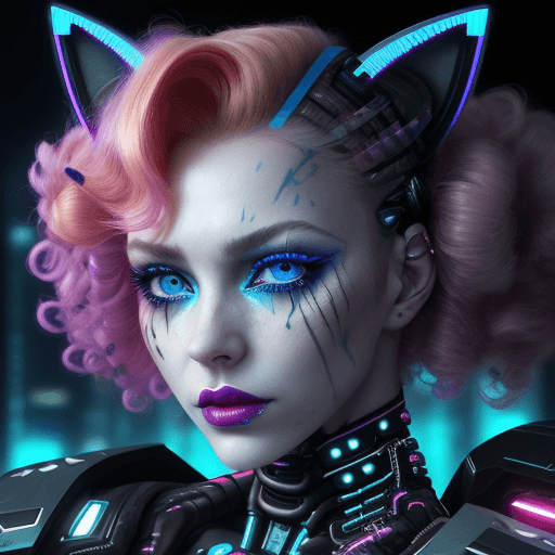 AI generated: A close up portrait, of a future Neon-Punk poster of A truly amazing (((attractive sultry enchanted ...