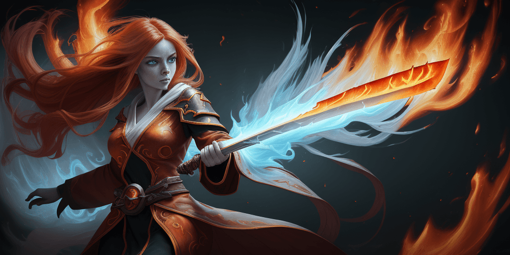 AI generated: An outstanding painting of a beautiful white girl, flaming, surrounded by flames, dota2 fire girl st...