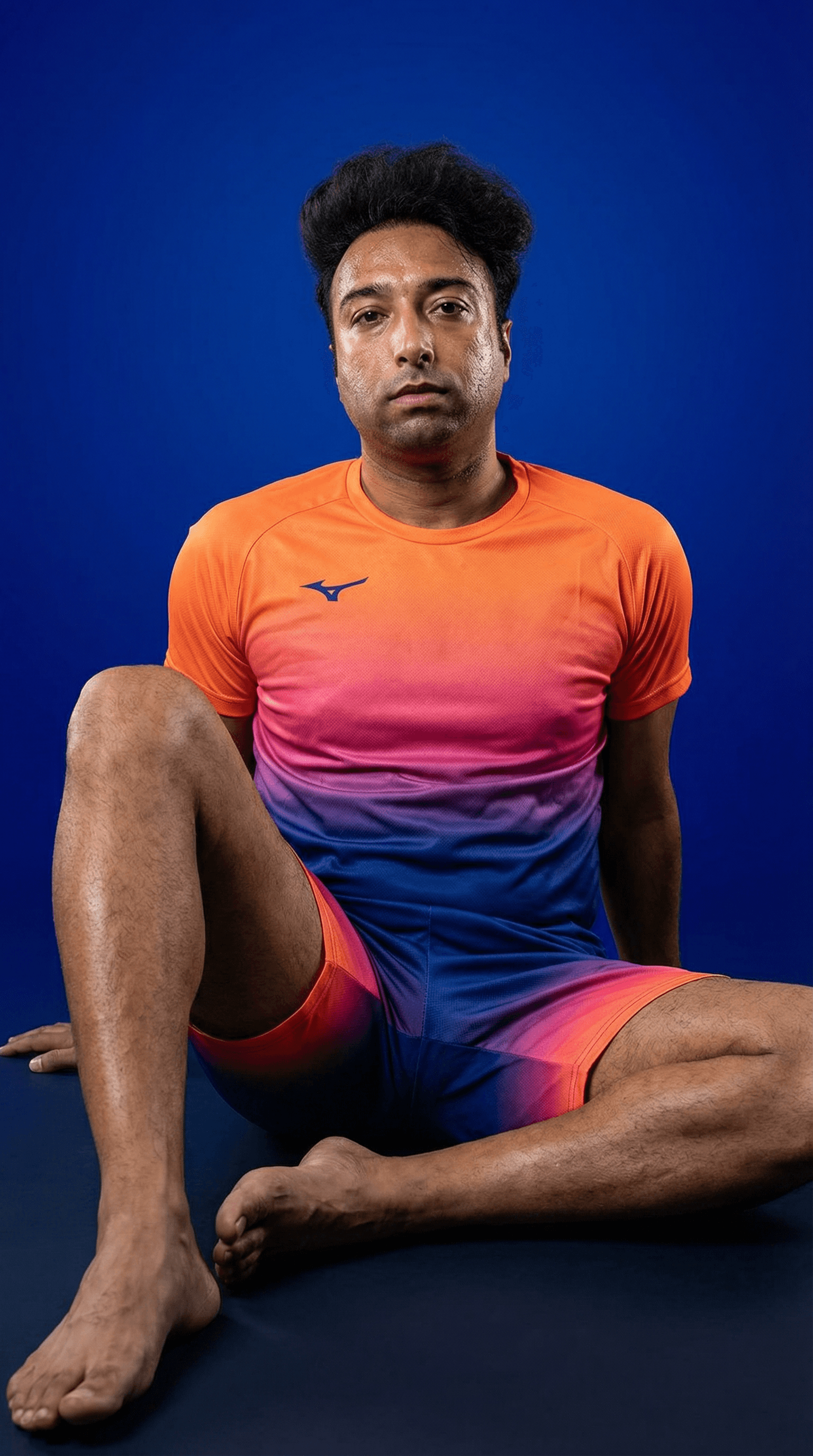 AI generated: Editorial sports photography, shot with a wide angle and low-angle perspective, for the Mizuno brand...