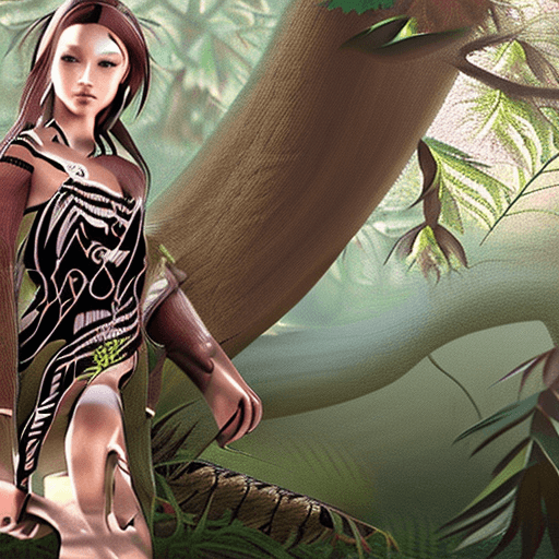 AI generated: Imagine a beautiful full-body illustration of a stunning wood nymph. detailed face features, sharp e...