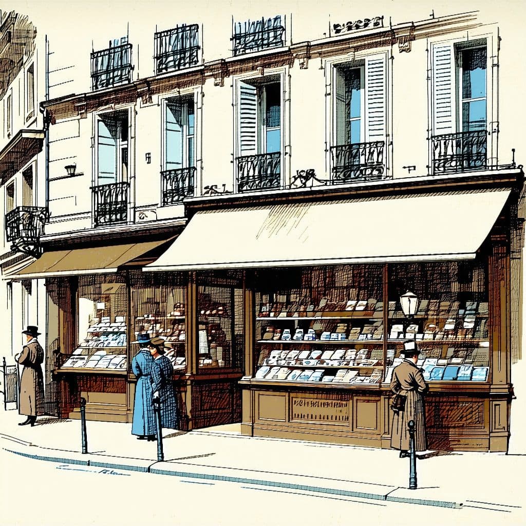 AI generated: Paris 1880, vintage illustration of a facade of shop