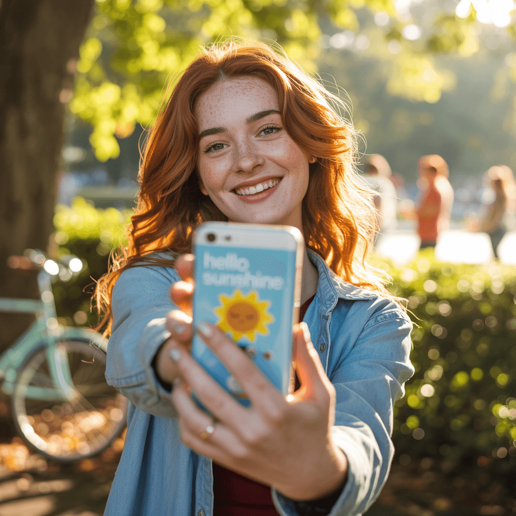 AI generated: Girl selfie in park, Real life photo 