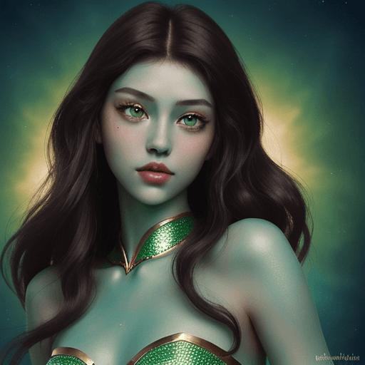 AI generated: A beautiful girl with green eyes.With a Bashkir appearance.With dark hair. Psychedelic background. S...
