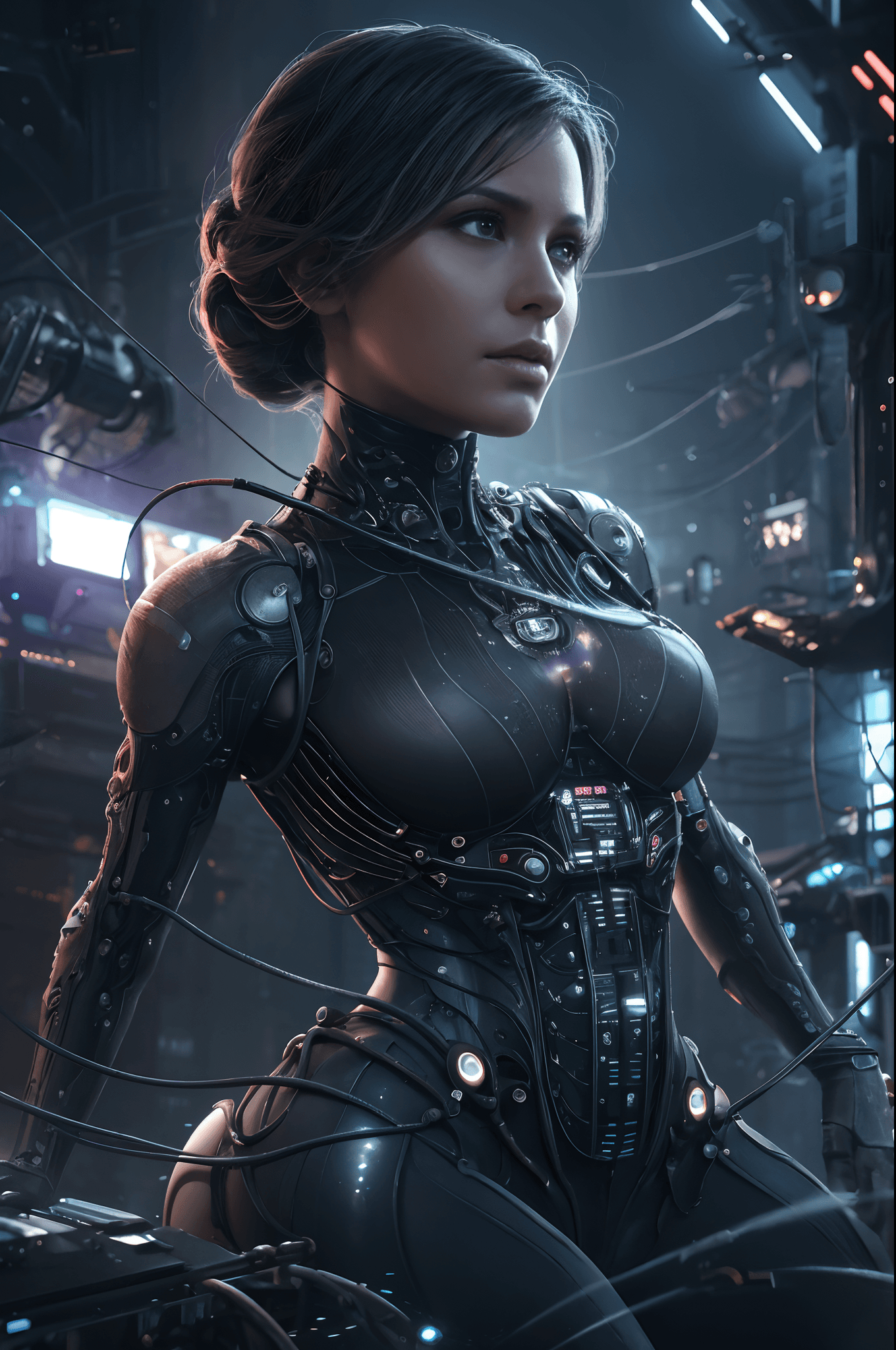 AI generated: olpntng style, Lovely white erotic princess of plant beautiful body, face of Shakira, scifi, futuris...