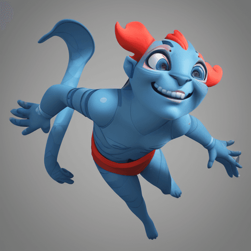 AI generated: 3D Avatar Design, "Playful, Cute, Colorful, Animated, Quirky," "Unity," "Blend shape rigging," "blue...
