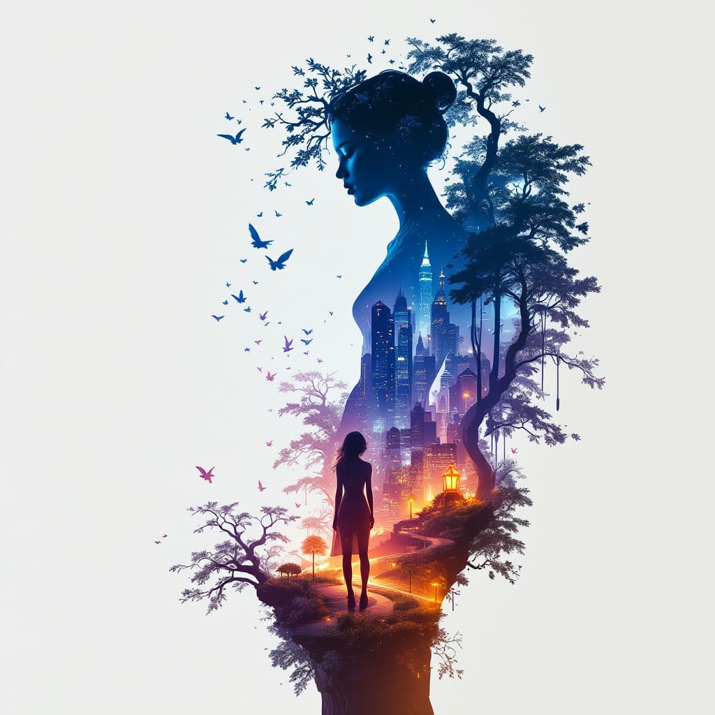 AI generated: A striking 3D render featuring the silhouette of a dairy, her profile and elegant stance captured in...