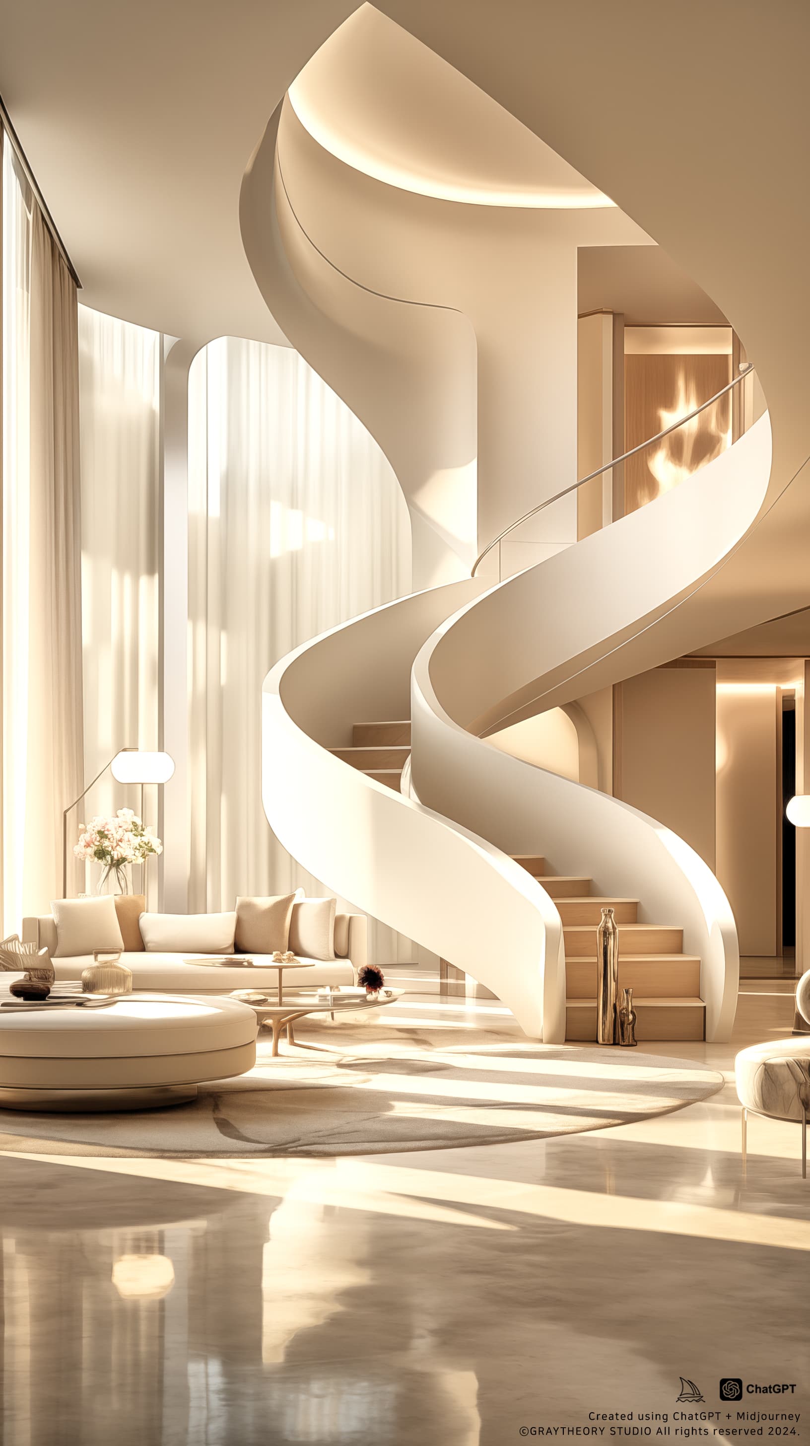 AI generated: 3d render, front view, foyer:: medium apartment, hyper detail, minimalistic, matt materials:: white ...