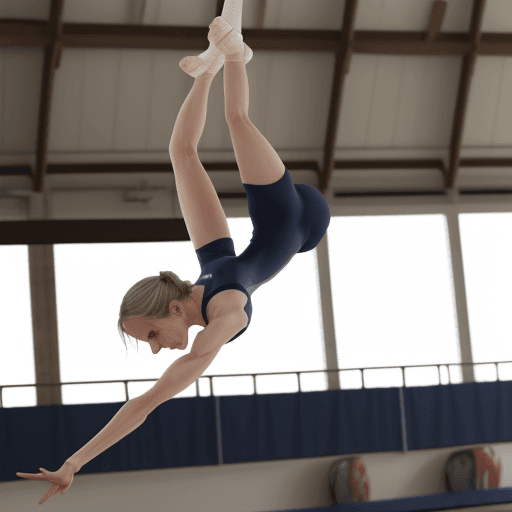 AI generated: Élisabeth Borne  en mode gymnaste saut vrillé