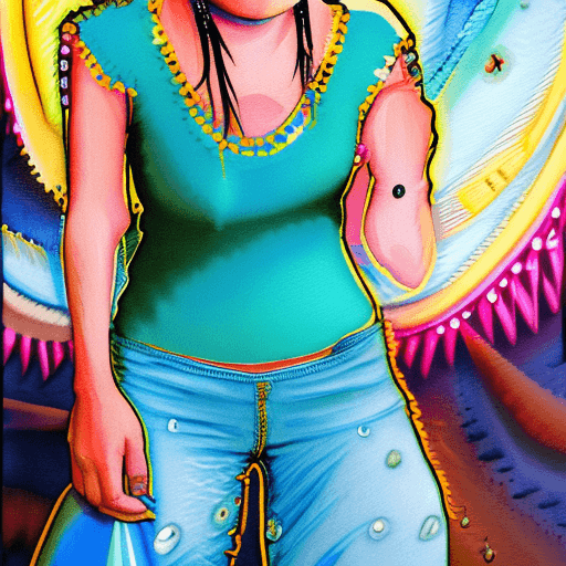 AI generated: Beautiful anime watercolor painting of summerpunk lady. summer chill day, paint dripping by tim okam...
