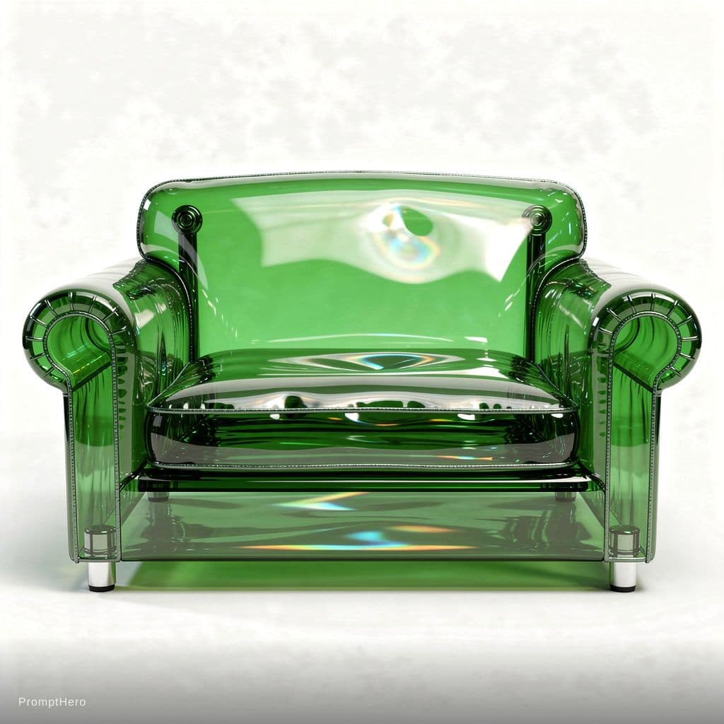 AI generated: hyper realistic, ultra-resolution photography, front shot, vibrant green color transparent vinyl mat...