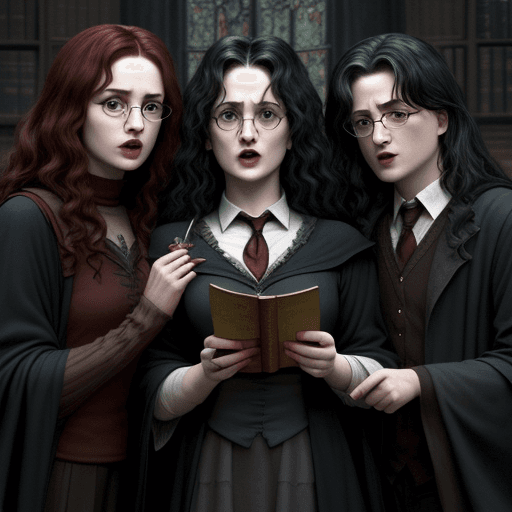 AI generated: Bella trix lestrange 
Garry potter
Juicy
voldemord
