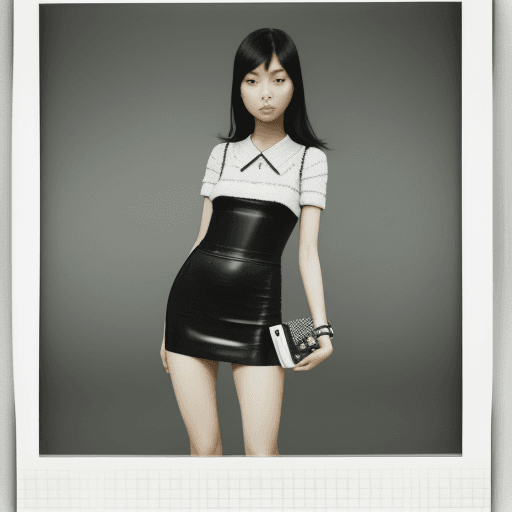 AI generated: female model, full body, Polaroid proof for a Chanel fashion shoot, hyper-realistic, lifelike, asian...