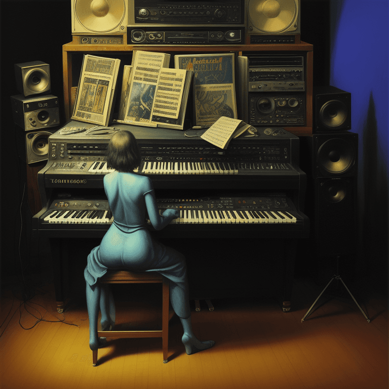AI generated: music Album cover picture, jazz, blues, classical music , surreal art, oil picture, radio, speaker, ...