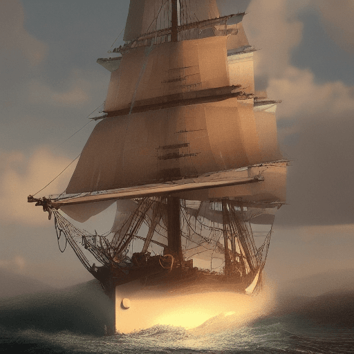 AI generated: Photo of a ultra realistic sailing ship, dramatic light, pale sunrise, cinematic lighting, battered,...