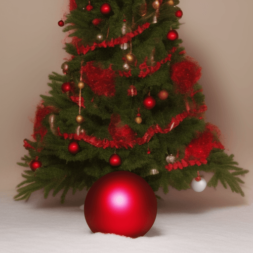AI generated: red Christmas ball on tree, A cute romantic,