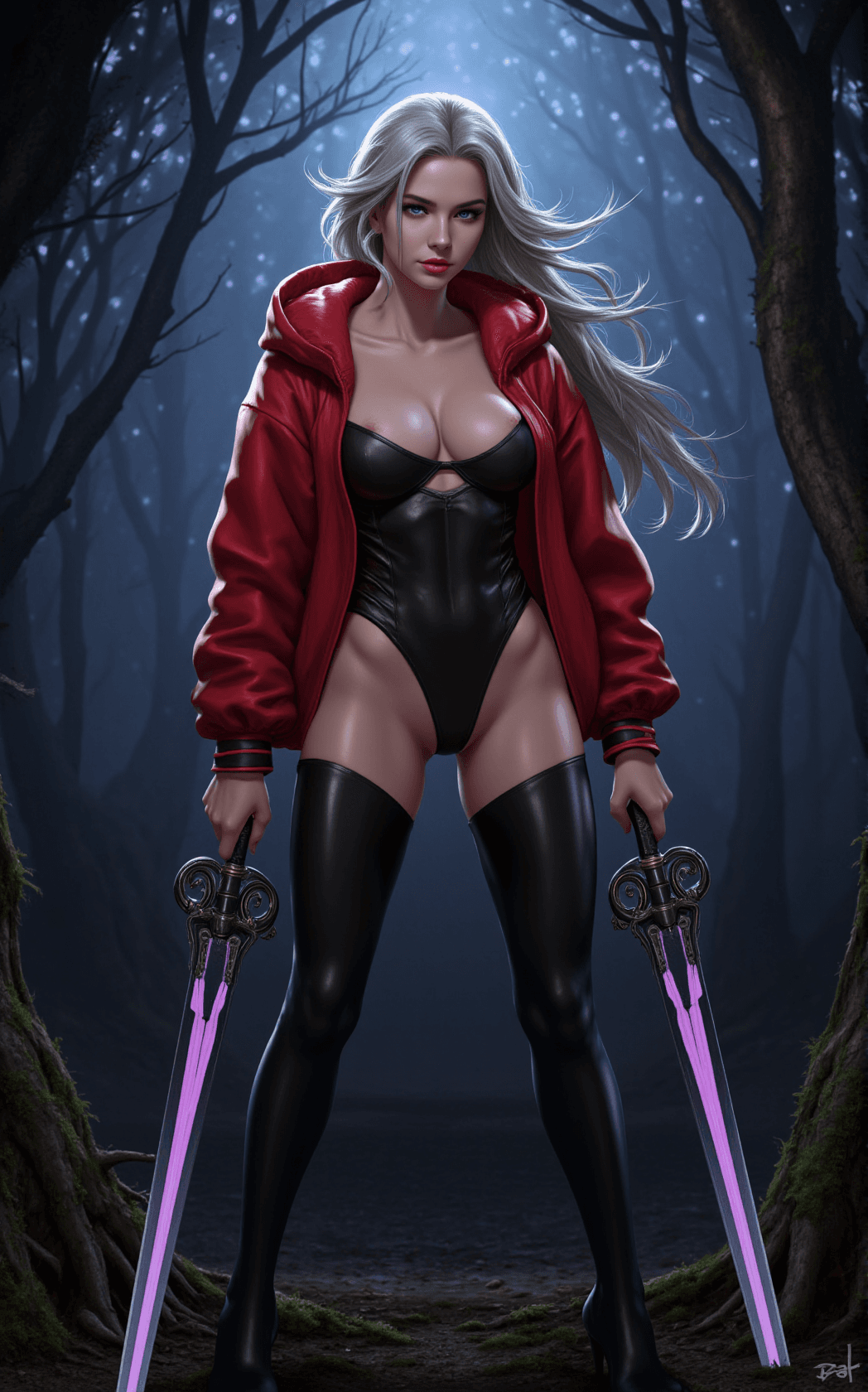 AI generated: A striking, dynamic concept art illustration of a confident and powerful young female, inspired by t...