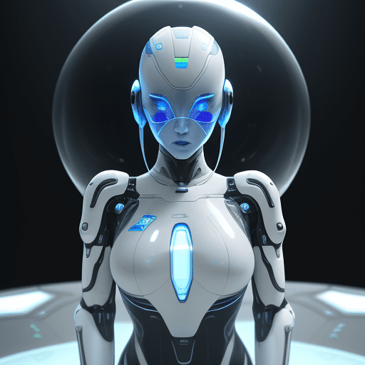 AI generated: robot face :: futurism, cyborg, futuristic latex space suit with transparent luminous tubes, mechani...