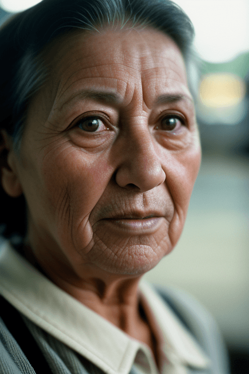 AI generated: Portrait photo of a 60 year old worker, close-up, face, dimly lighting, 35mm film photography, Shot ...
