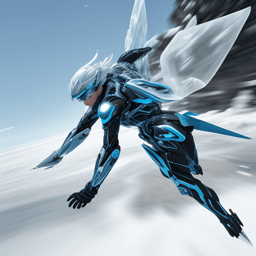 AI generated: ice flying around, metalic finition,action shot futuristic --ar 4:7 --v 6.0