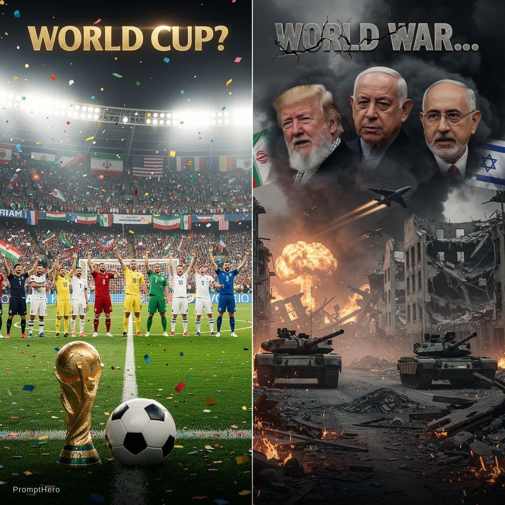 AI generated: Ultra realistic cinematic Facebook cover, split vertically into two equal halves.

LEFT SIDE: FIFA W...