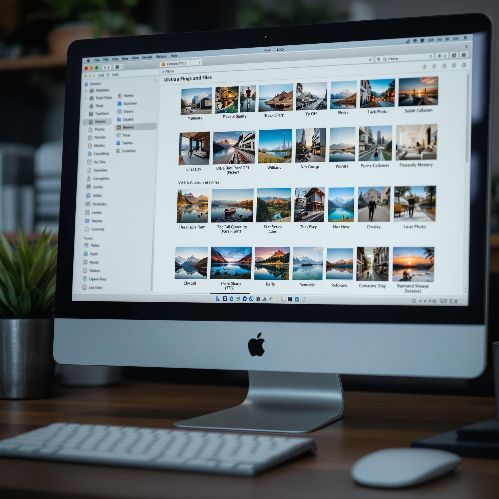 AI generated: Computer screen showing neatly organized digital files not photo dslr, ultra quality, sharp focus, t...