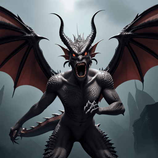 AI generated: a very scary dragon with big teeth and big wings