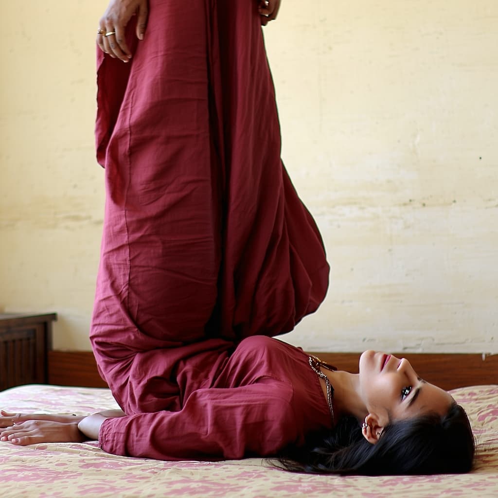 AI generated: A tiny super young Muslim Pakistani girl, as she lays on her back, her legs held in the air by a man...
