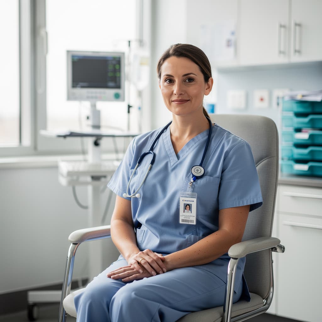 AI generated: S sexy Nurse sitting in hospital chair