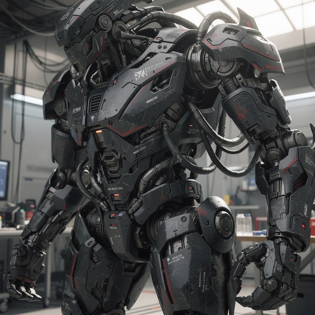 AI generated: ultra-detailed hard sci-fi biomechanical photography, complex intertwined composition, dense mechani...