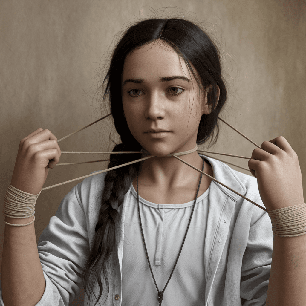 AI generated: Realistic young girl wearing strings