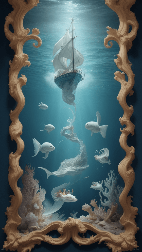 AI generated: in a sea, Neiked, lure, rococo, Sixy, Upksirt, Smoltets, one man