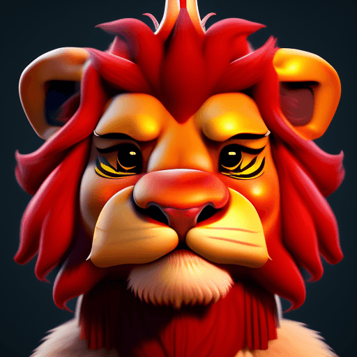 AI generated: child-like lion, in the style of chinese cultural themes, unreal engine 5, caricature faces, dragon ...