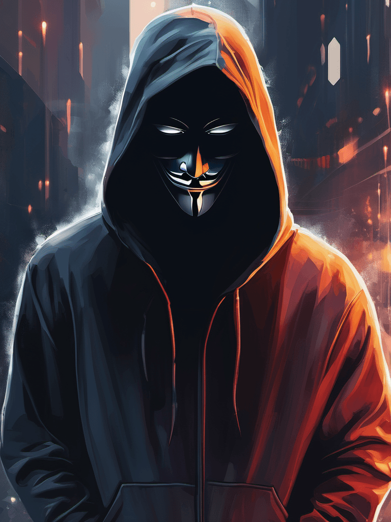 AI generated: digital illustration of an anonymous in hoodie, no face, majestic, elegant, calm, mysterious, gloomy...