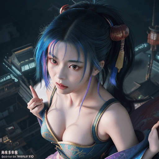 AI generated: Kyoto Animation stylized anime mixed with tradition Chinese artworks~ A dragon flying at modern cybe...