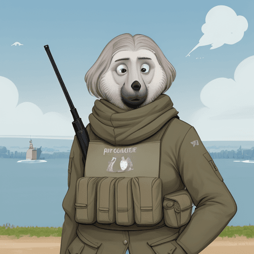 AI generated: /imagine prompt: ours polaire personnifié tenant une mitrailleuse, regard déterminé, prêt à défendre...