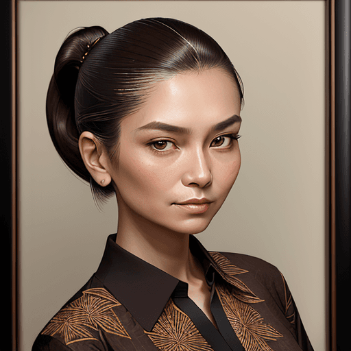 AI generated: A portrait of a young woman with an elegant and sophisticated style. Her hair is pulled back into a ...