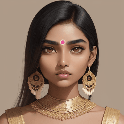 AI generated: 1.	General Ethnicity and Skin Tone:
o	A young Indian woman with a smooth, medium-wheatish complexion...