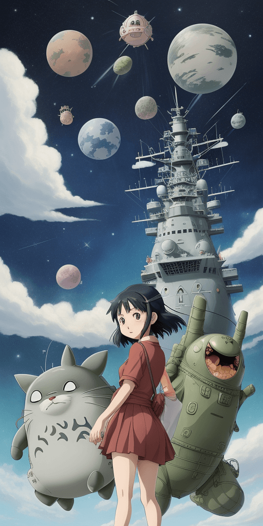 AI generated: art by studio ghibli, @kaoru_renraku, 宇宙戦艦ナデシコのホシノ・ルリ